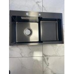Кухонна мийка Kraft HS 7848 AL Black Handmade із нержавіючої сталі