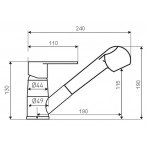Кухонний змішувач Globus Lux QUEENSLAND GLQU-0107 з витяжним носом 23-87
