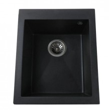 Гранітна мийка Quadro Black Metallic