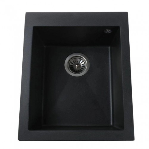 Гранітна мийка Quadro Black Metallic
