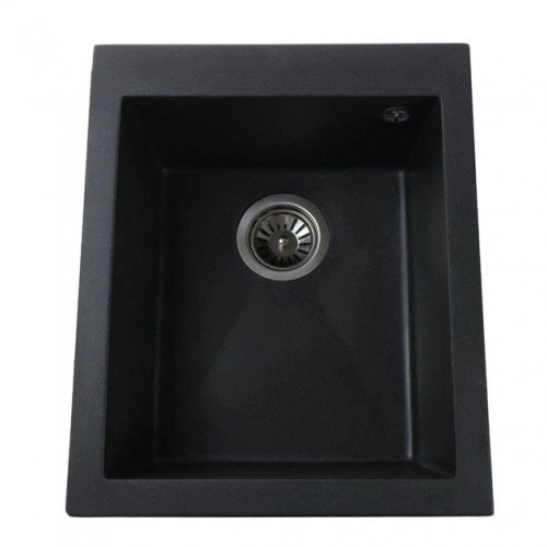 Гранитная мойка Quadro Black Metallic