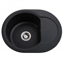 Гранітна мийка Round Black Metallic