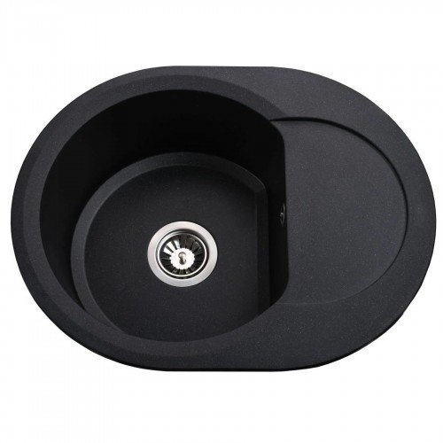 Гранитная мойка Round Black Metallic