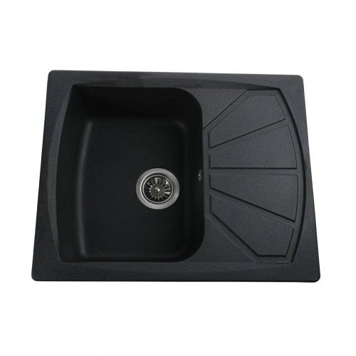 Гранитная мойка Tera Black Metallic