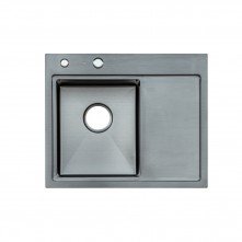 Мийка Platinum Handmade PVD чорна 58*48/220 L (товщина 3,0/1,5 корзина та дозатор в комплекті)
