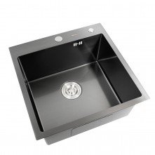 Мийка Platinum Handmade PVD чорна HSBB 50*50/230 (з кріпленням повна комплектація)